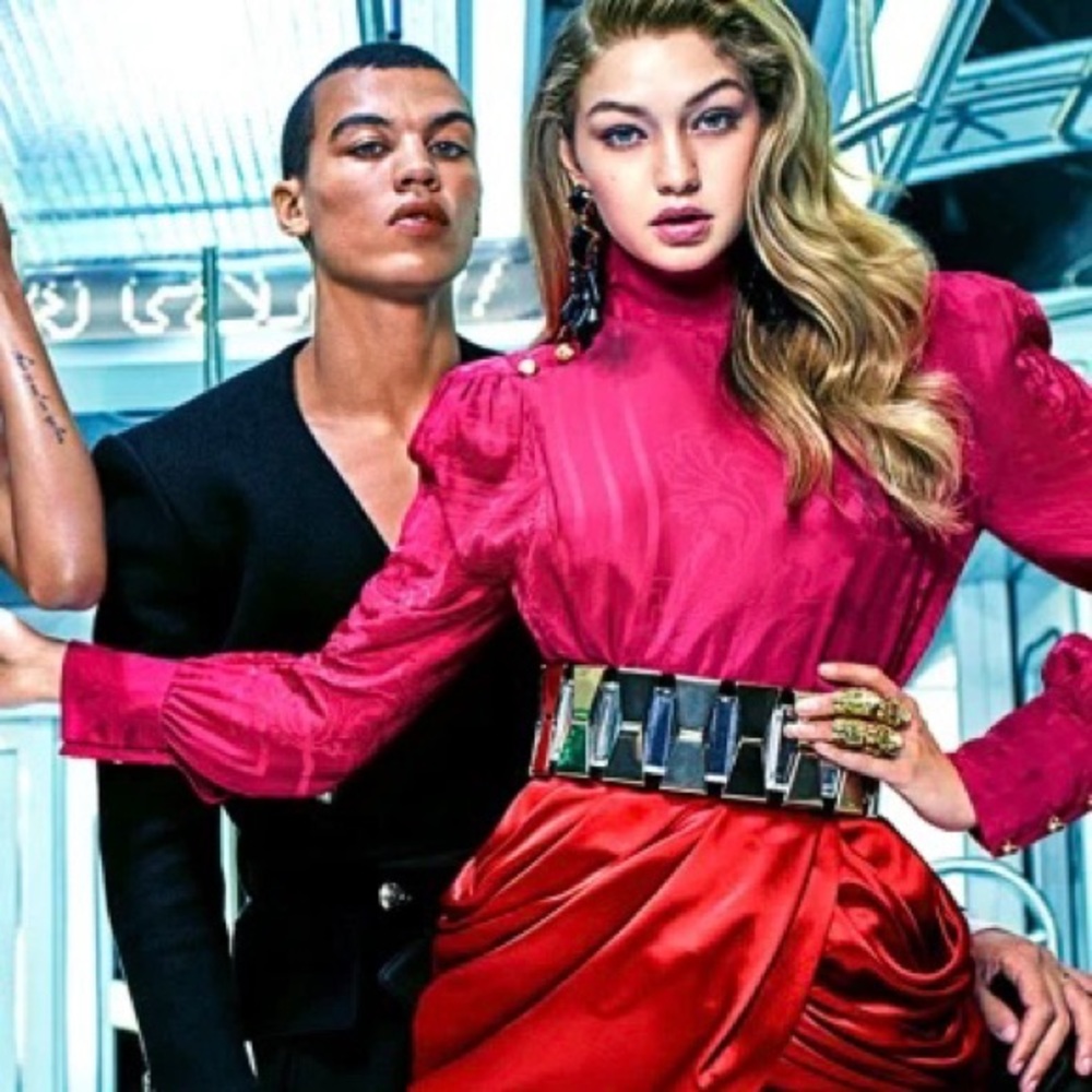 Balmain x H&M pink silk jacquard top NWT!